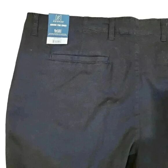 George Men's Black Soot Cotton/Spandex Flat Front Above the Knee Shorts NEW - Picture 9 of 11